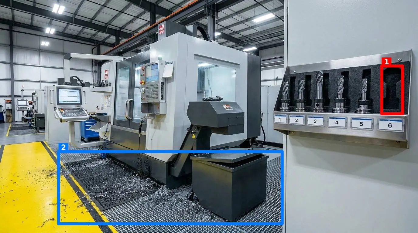 KI-Prüfung: CNC-Arbeitsplatz